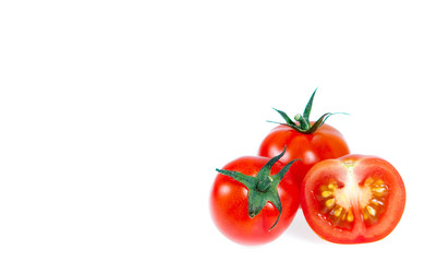 Copy space .Tomatoes isolated on white