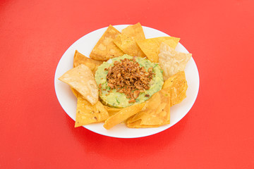 Nachos with guacamole