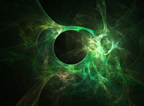 Fototapeta green fractal on black