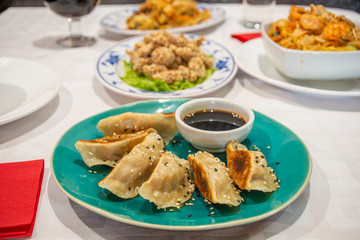 chinese style gyoza photo with soy