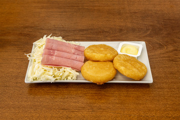 ham and cheese arepitas