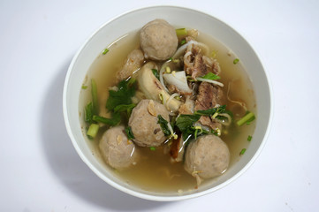 Tasty beef bone meatballs on white background     