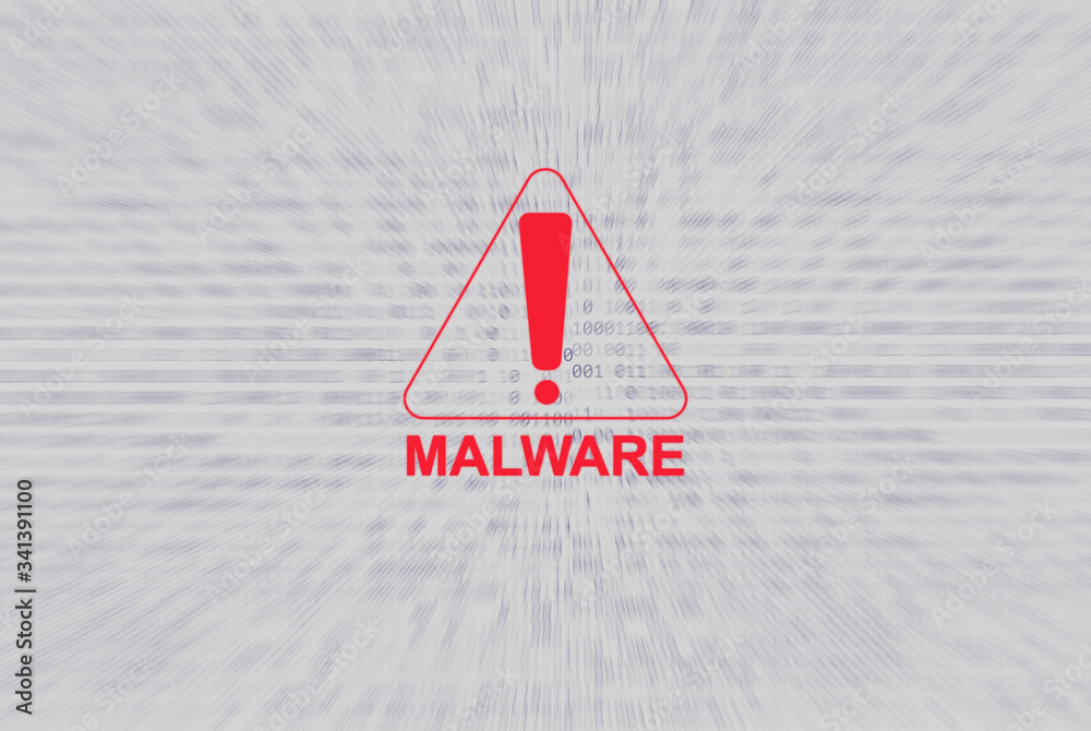 Poster malware notification concept. warning virus alert alarm