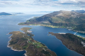 Fototapeta na wymiar Aerial view of fjords in Norway