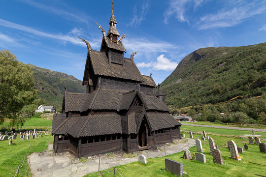 Old Borgund Stave Church in Laerdal, Norway