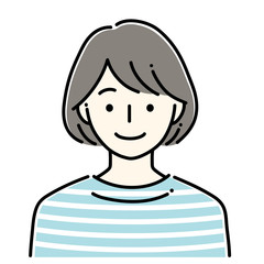 ボーダーの服を着たボブカットの女性のベクターイラスト