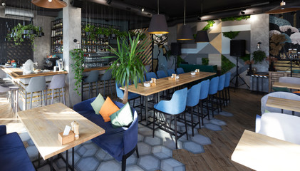 New and clean luxury restaurant in european style