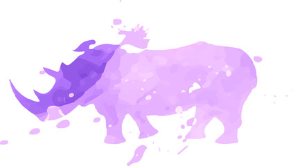 Rhinoceros purple watercolor vector illustration