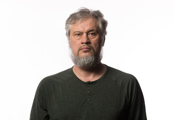 portrait of 50 years old man on a white background