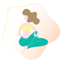 Yoga lady in asana vector illustration template