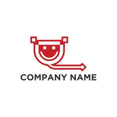 logo demon and digital icon vector