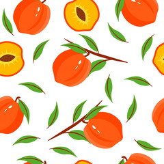 Illustration with red peach set on white background for decoration design. Vector illustration art. 
