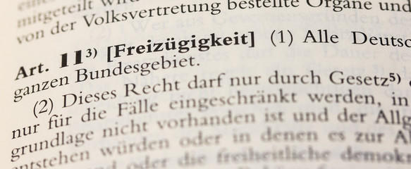 Vorschrift zu Art. 11 GG Freiz&uuml;gigkeit Grundgesetz