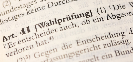 Fototapeta premium Gesetz zu Wahlprüfung im Grundgesetz Art. 41 GG