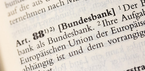 Fototapeta premium Gesetz zu Art. 88 GG Bundesbank 