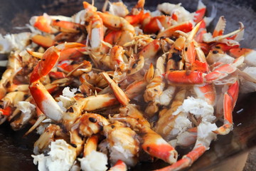 カニのグリル、リゾートホテルのガーデンバーベキュー