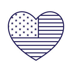 Isolated usa flag heart line style icon vector design