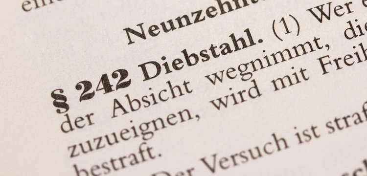 Diebstahl in &sect; 242 StGB Strafgesetzbuch