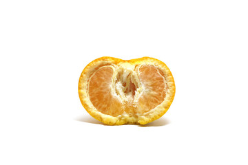 A ripped sweet orange (Citrus sinensis) isolated on white background, perfect for breakfasting during ramadan