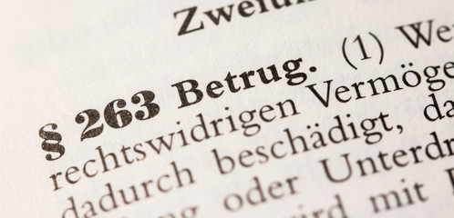Obraz premium Gesetz zu § 263 StGB Betrug Strafgesetzbuch