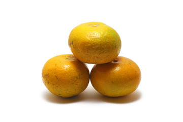 A stack of sweet orange (Citrus sinensis) isolated on white background, perfect for breakfasting during ramadan