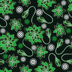 Seamless stylized abstract pattern (background) with flowers  silhouette.  Floral texture.