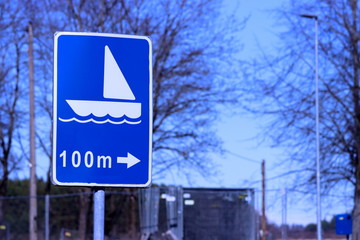 Harbor  for sailing yachts traffic sign