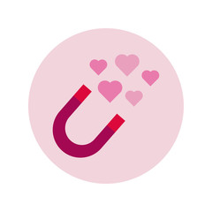 happy valentines day hearts with magnet block and flat style