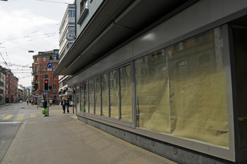 Zürich/Switzerland: The "Langstrasse" is empty due to CoVid19 Virus Lockdown. Some shops will close for ever