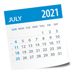 July 2021 Calendar Leaf - Vector Illustration