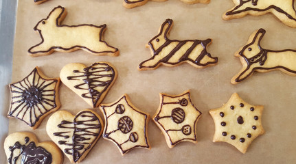 Obraz na płótnie Canvas Homemade food, homemade cookies. Top view, background. Rustic