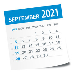 September 2021 Calendar Leaf - Vector Illustration