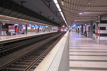Zürich/Switzerland: The central station and tracks are pretty empty due to CoVid19 Virus Lockdown