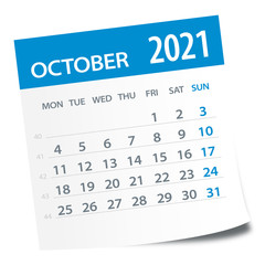 October 2021 Calendar Leaf - Vector Illustration