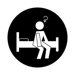 human disorientated in bed health pictogram block style