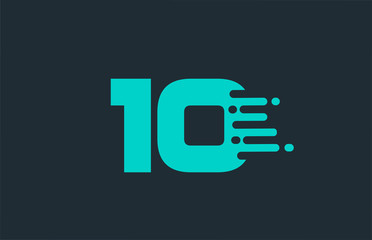Fototapeta premium 10 ten blue number logo icon with line design for company and business
