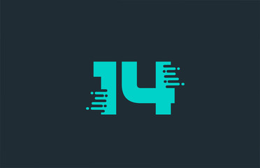 14 blue number logo icon with line design for company and business