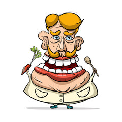 Funny Cook - Chef Character - Hand Drawn Vector Cartoon Isolated on White Background