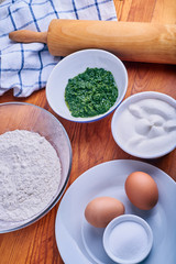 Homemade tortelli ingredients vertical
