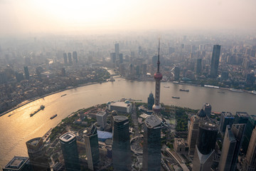 Aerial view of shanghai at late afternoon from jinmao building