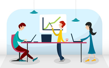 Young People in Office - Men and Woman Vector Design