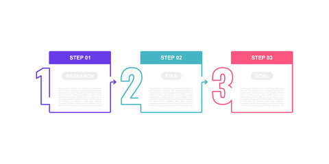 Business process infographic template with 3 options or steps. Thin line design. Vector illustration graphic design