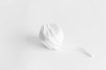 White yarn for knitting closeup.