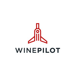 airplane wine logo vector designs