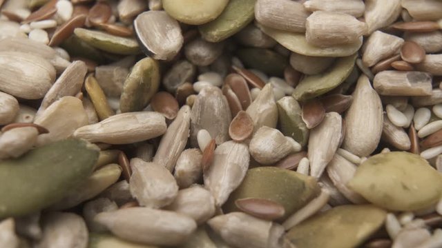 Organic Sunflower and Pumpkin Seeds Background Macro 