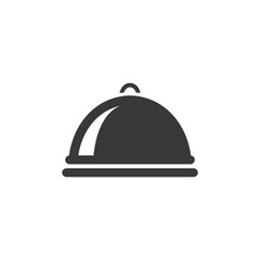 Dish cover or cap, tray server meal black isolated vector icon.