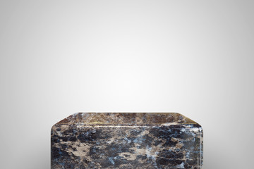 Empty multicolor marble podium on white background. Best for product presentation. 3d rendered cube pedestal.