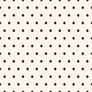 Polka dot seamless pattern. Simple minimalist black and white background. Vector monochrome subtle texture with tiny spots, dots, ovate shapes. Abstract minimal design for decor, textile, fabric, web