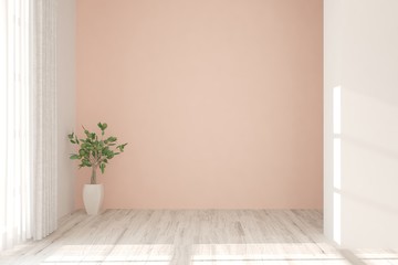 Fototapeta premium White empty room. Scandinavian interior design. 3D illustration