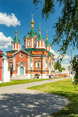 Fototapeta na wymiar Kolomna, Russia, View of the Cathedral of the exaltation of the Holy cross in the Brusensky monastery on a Sunny summer day.